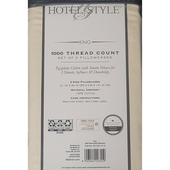 Hotel & Style King 1000 Thread Count Egyptian Cotton Pillowcases Set Of 2 - Picture 3 of 4
